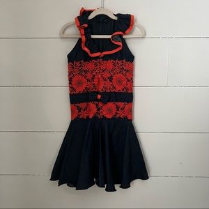 Denim dress with coral girls 6